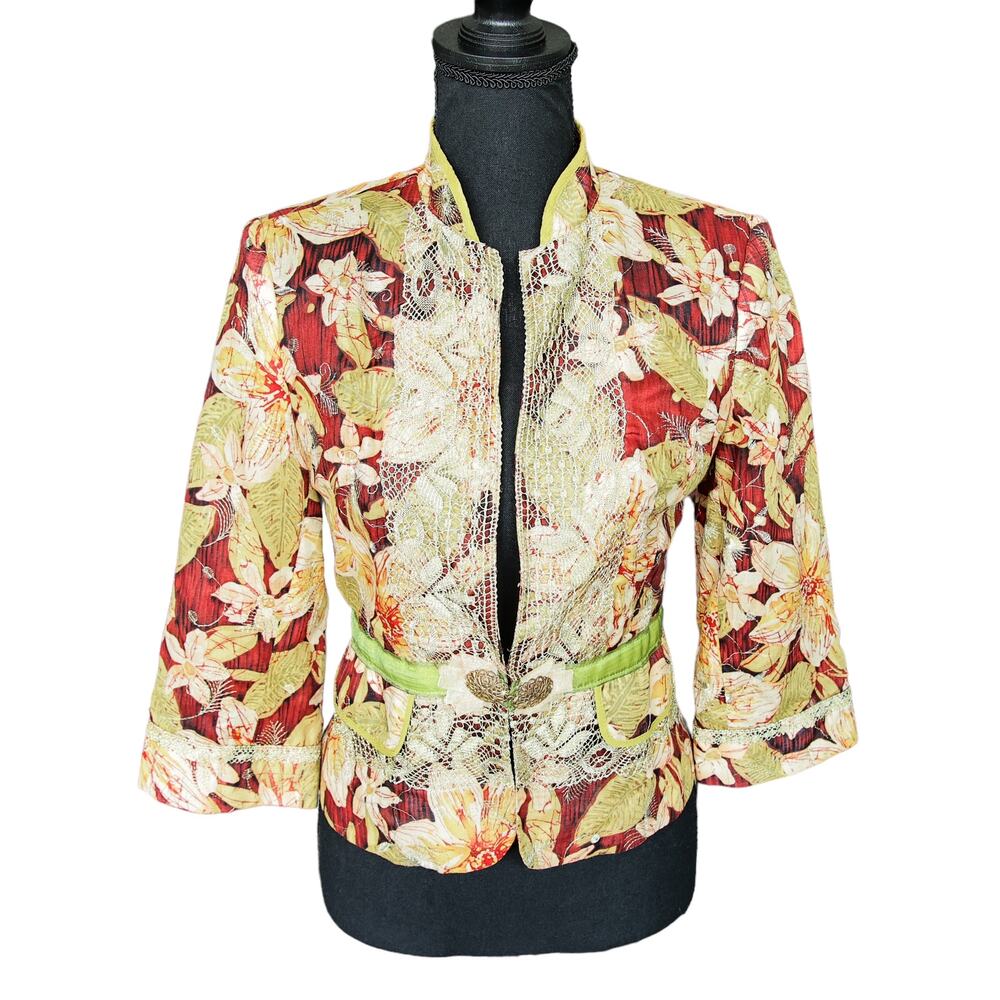Cynthia Steffe Vintage tropical Lace blazer jacket size 2 XS
